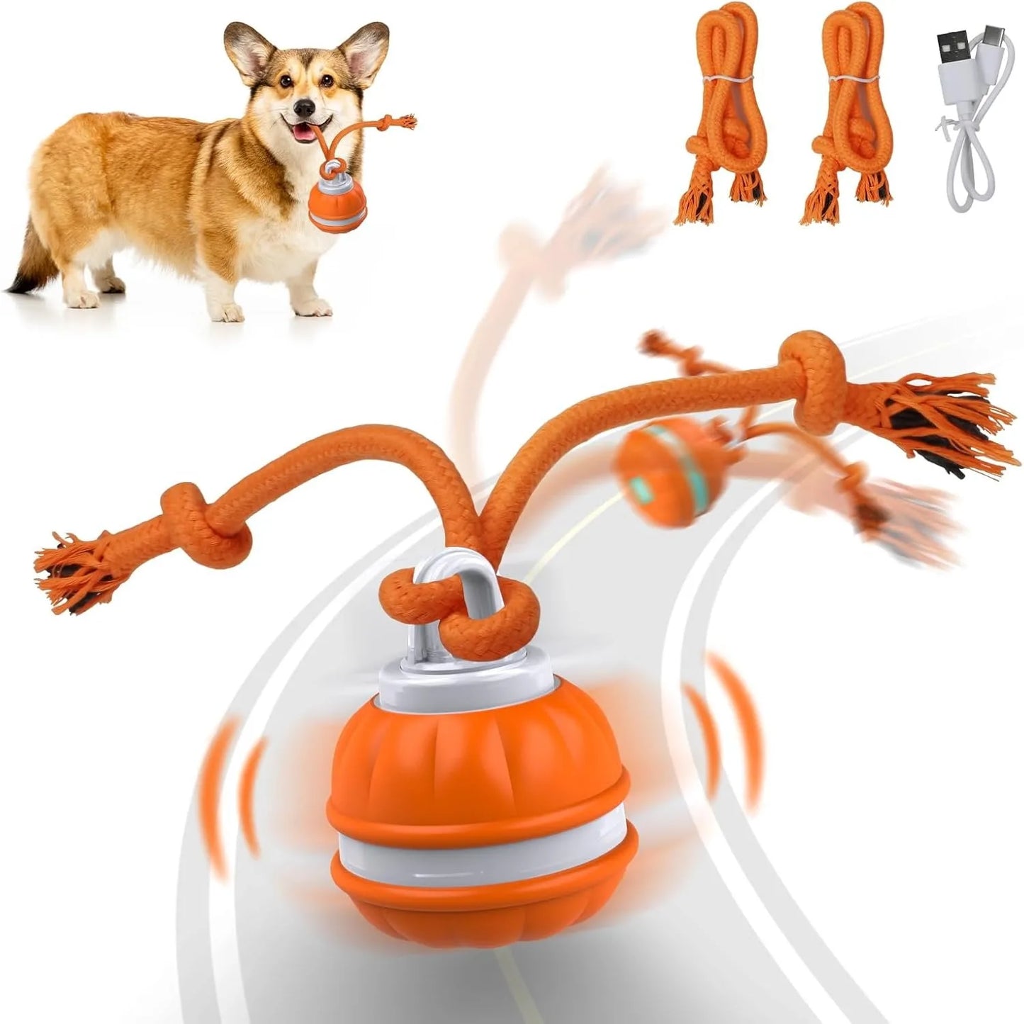 Motion-Activated Interactive Rolling Dog Ball" or simply "Automatic Rolling Dog Ball Toy.